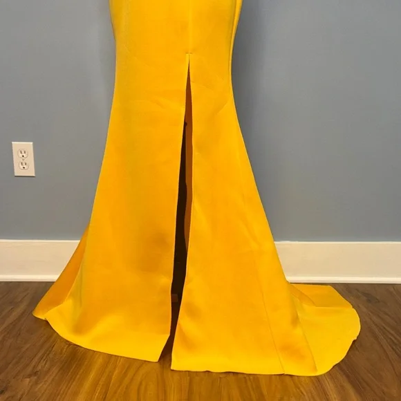 Vibrant Yellow One Shoulder Ruffle Dress Size Large - Picture 9 of 16